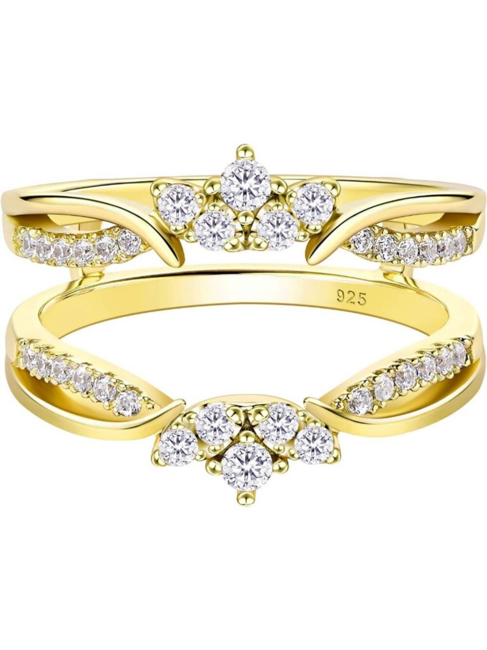 Sterling Silver 925 CZ Infinity Crown Ring | Wedding Band Enhancer Jewelry